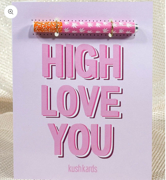 KUSHKARDS High Love You Cannabis Greeting Card with One Hitter included