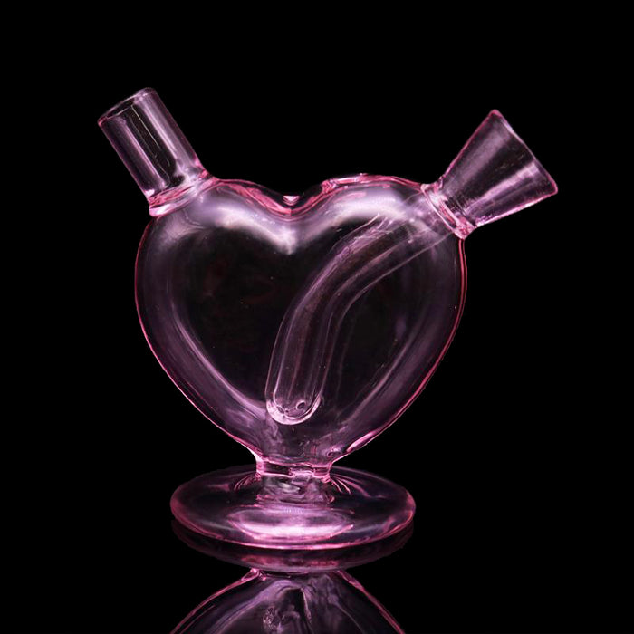 Happy Buds CLEAR PINK HEART Mini Joint Blunt Bubbler