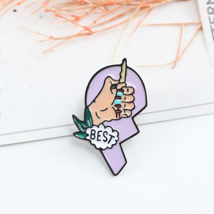 Happy Buds Best Buds Brooch Pin "Best Left Heart"