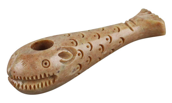 Stone Carved Whale Hand Pipe - 4"