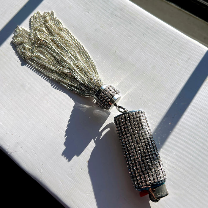 Haus of Topper Objects Crystal Encrusted Classic 6" Whip Lighter cover in Silver