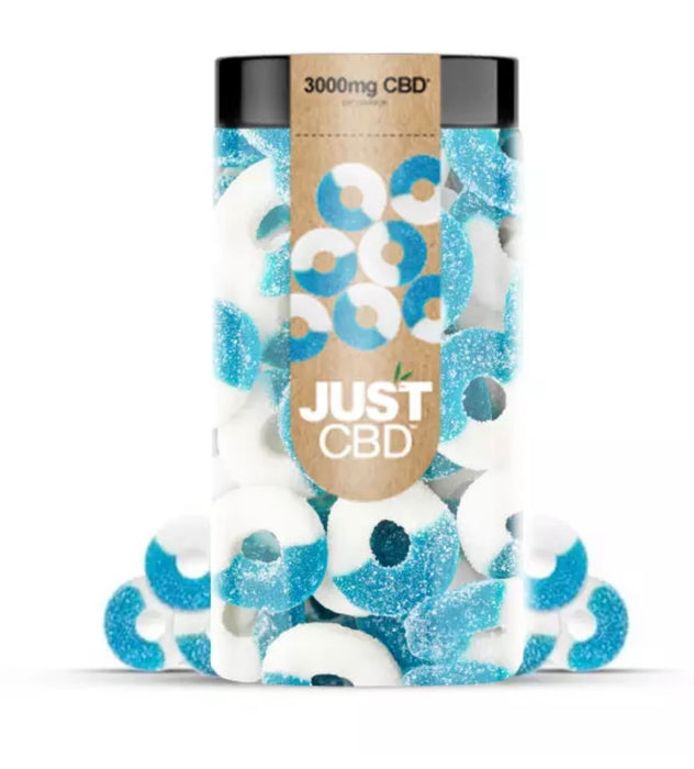 JUST CBD Gummies BLUE RASPBERRY RINGS 3000mg Jar