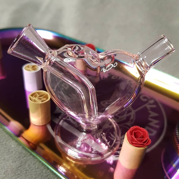 Happy Buds CLEAR PINK HEART Mini Joint Blunt Bubbler