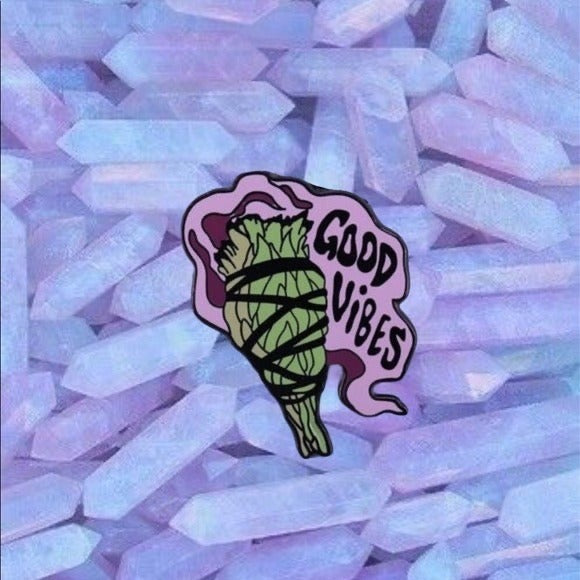 Happy Buds "Good Vibes Sage" Enamel Pin