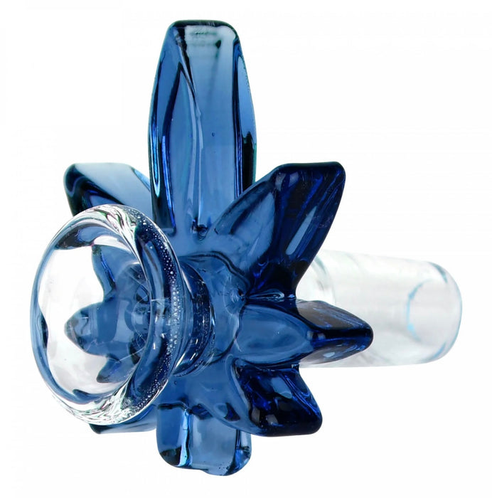 Hemp Leaf Glass Herb Slide - BLUE