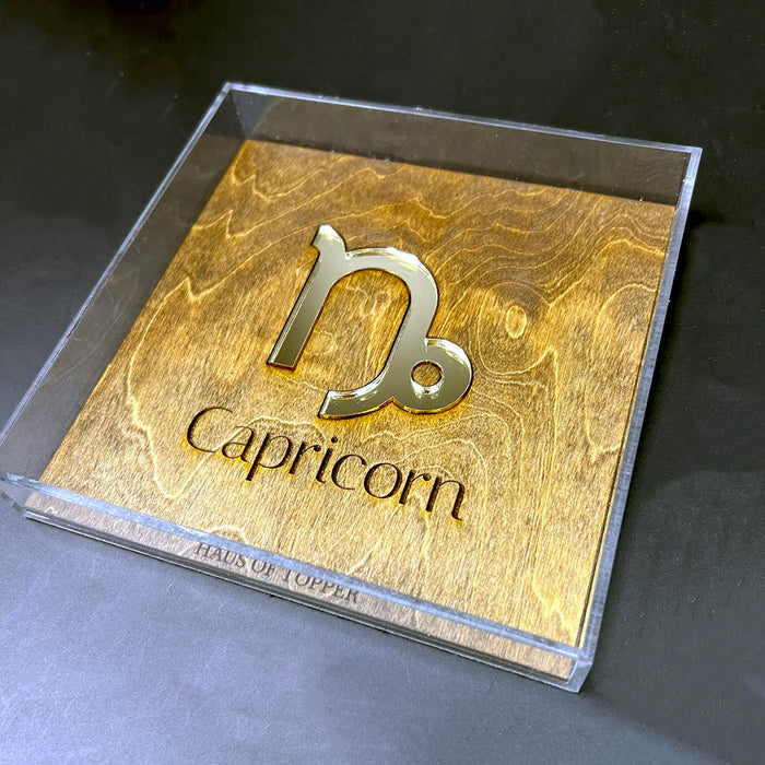 Haus of Topper Objects Capricorn Wood & Gold Mirrored Acrylic Rolling Tray