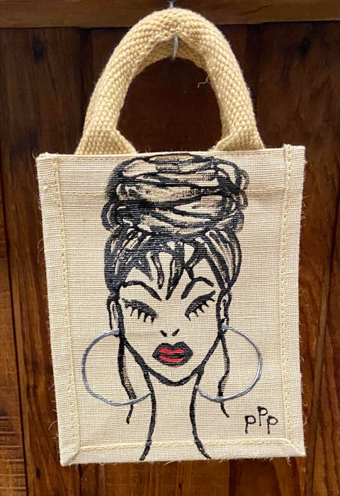 PPP Artwork Hand Painted Small Tote- HIGH TOP BUN LOC'D UPDO