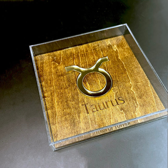 Haus of Topper Objects Taurus Wood & Gold Mirrored Acrylic Rolling Tray