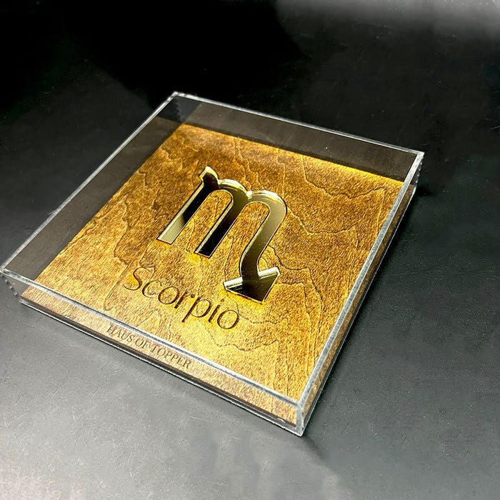 Haus of Topper Objects Scorpio Wood & Gold Mirrored Acrylic Rolling Tray