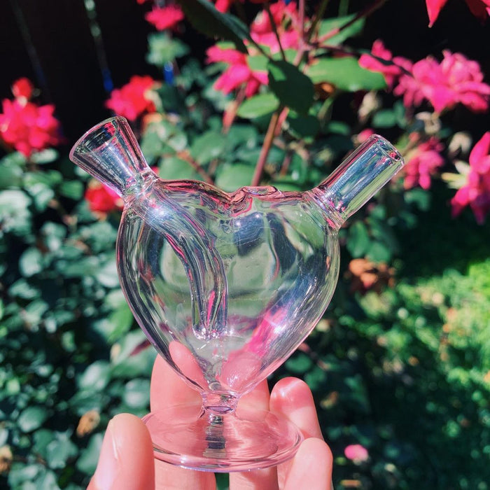 Happy Buds CLEAR PINK HEART Mini Joint Blunt Bubbler