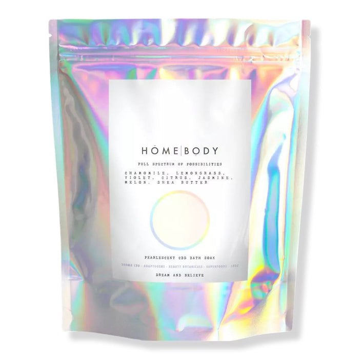 HOMEBODY Under 300MG CBD "Full Spectrum of Possibilities" Pearlescent CBD Bath Bomb Soak: 14oz. LARGE