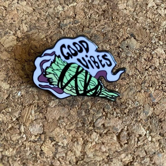 Happy Buds "Good Vibes Sage" Enamel Pin