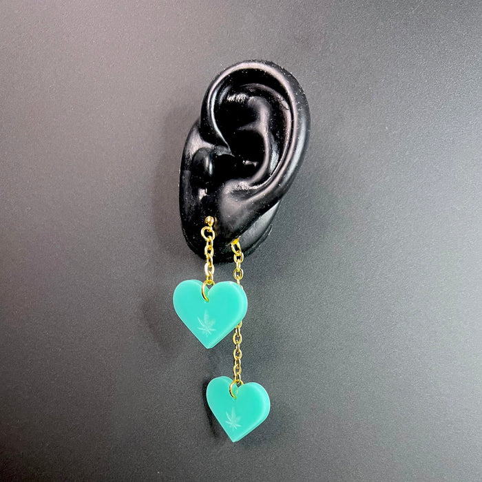 Haus of Topper Objects Canna Flower Love Earrings in Turquoise (Front + Back)