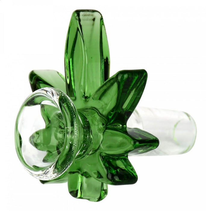 Hemp Leaf Glass Herb Slide - GREEN