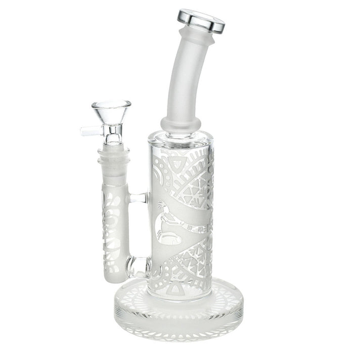 CLEAR GLASS Etched Geometric Water Pipe | 8.5" | 14mm F