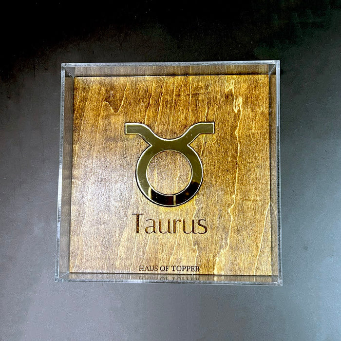 Haus of Topper Objects Taurus Wood & Gold Mirrored Acrylic Rolling Tray